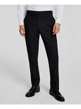 Berle Men's Size 34R Black / Grey Dress Pants Flat Front 100% Polyester  i1910